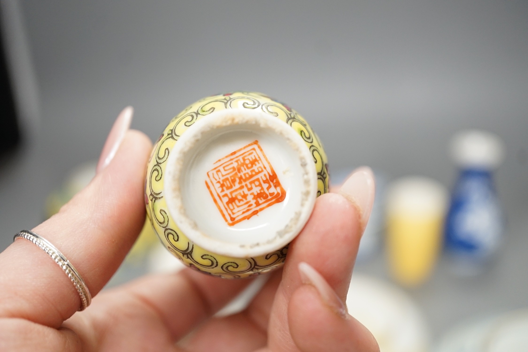 Assorted Chinese ceramics and a wooden box